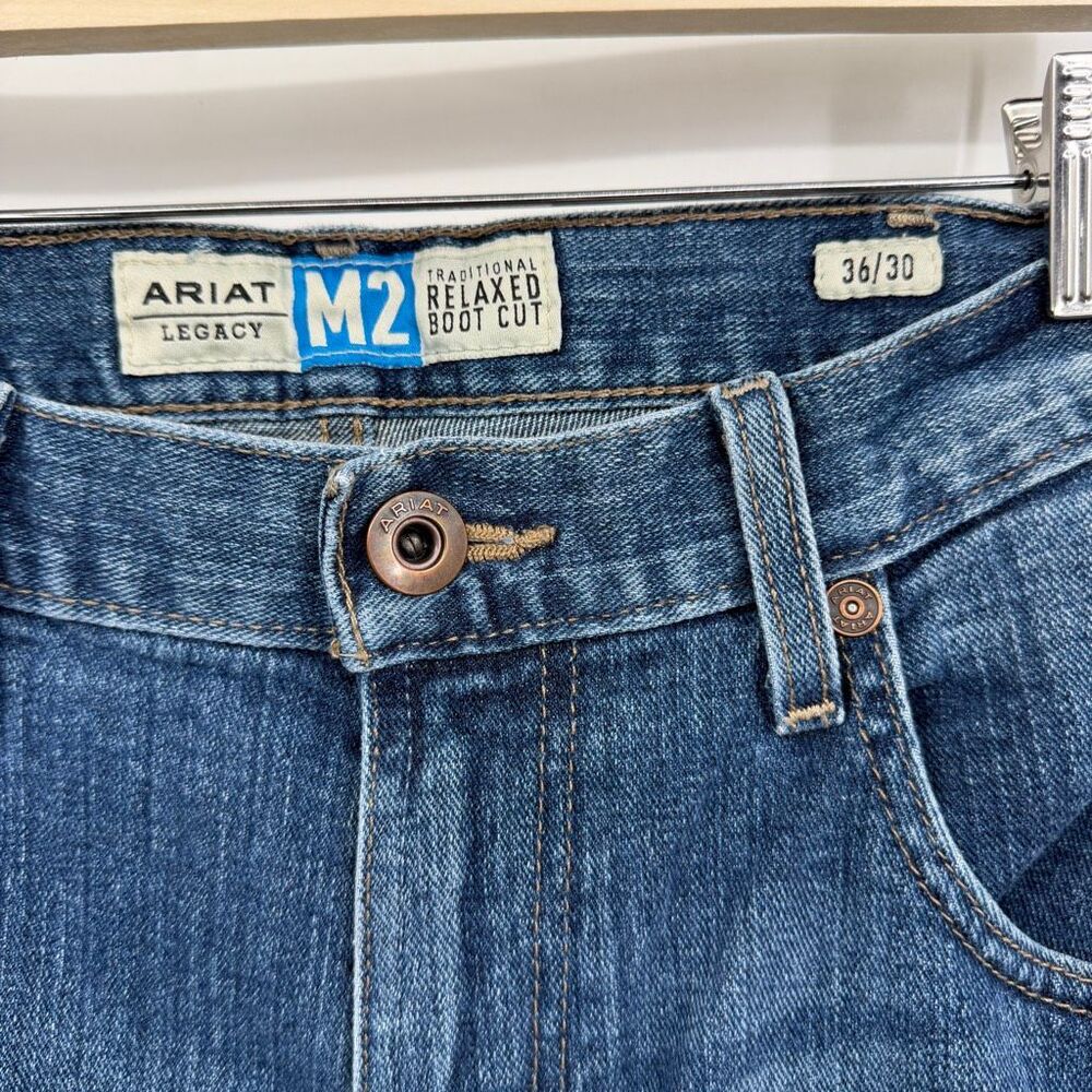 Ariat Blue Cotton Denim M2 Traditional Relaxed Boot Cut Jeans Size 36x30 - Picture 4 of 14